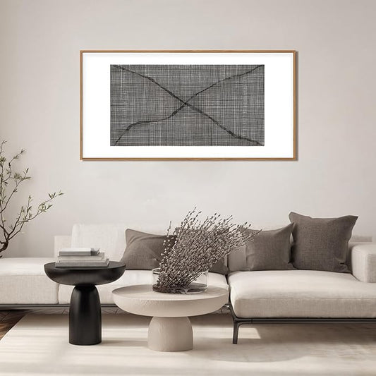 Abstract Line Framed Canvas Wall Art Set,Minimalist Black and White Wall Decor,Neutral Geometric Print,Modern Mid Century Boho Artwork for Living Room,Bedroom-20 x40