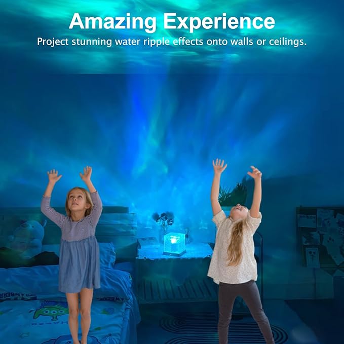 Avkast Ocean Wave Projector Light, Mood Lighting Ambient Lighting Luminorthe Cube Northern Lights Projector with 16 Colors and Dynamic Ripple Effect for Living Room Bedroom Decor - 5.1inch