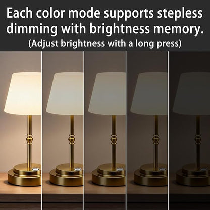 Cordless Table Lamp Rechargeable, 5200mAh Battery Operated Table Lamp with Touch Control, Stepless Dimmable, 3 Color Temperatures, Soft Ambient Lighting USB-C Lamp for Bedroom, Bedside, Dining Table