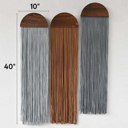 Macrame Wall Hanging 3Pcs Boho Wall Decor Handmade Macrame Art Fringe Design Wedding Macrame Backdrop Headboard Wall Decor 10" W x 40" L