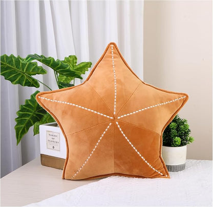 Starfish, Shell Plush Pillow, Car & Waist Cushion, Interesting Characteristic Chair Cushion (19.6in, Brown)