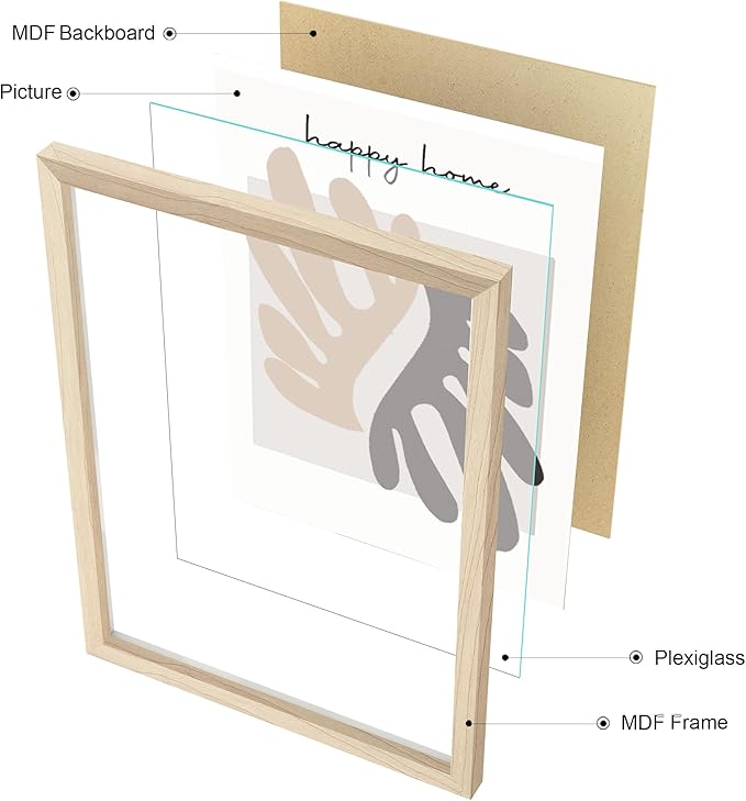 ArtbyHannah Neutral Gallery Wall Frames Set of 10 with Decorative Minimalist Art Prints and Picture Frame Set Wall Art Decor for Modern Home Decoration, Assorted Size 6x8 x4, 8x10 x4, 11x14 x2