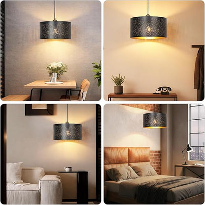 Qingmiao Plug in Pendant Light, Hanging Lamp Plug in with LED Bulb, 3-Way Dimmable Hanging Light Fixture for Living Room Bedroom Kitchen Ceiling Farmhouse Home Decor
