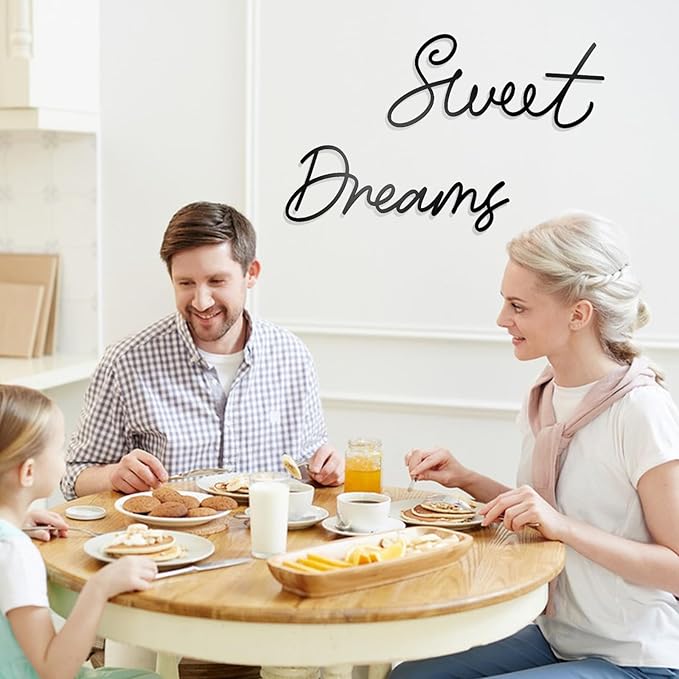 Sweet Dreams Wall Decor For Bedroom, Black Metal Above Bed Wall Decor Large Modern Living Room Farmhouse Sign Wall Decorations For Office Home Bedroom Art (Black, Farmhouse)