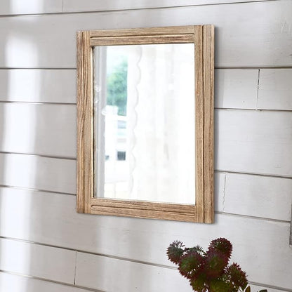 AAZZKANG Rustic Mirror for Wall with Rectangle Wood Framed Decorative Hanging Mirrorrs Large 20"x16"for Bedroom Bathroom Living Room Dressing Room