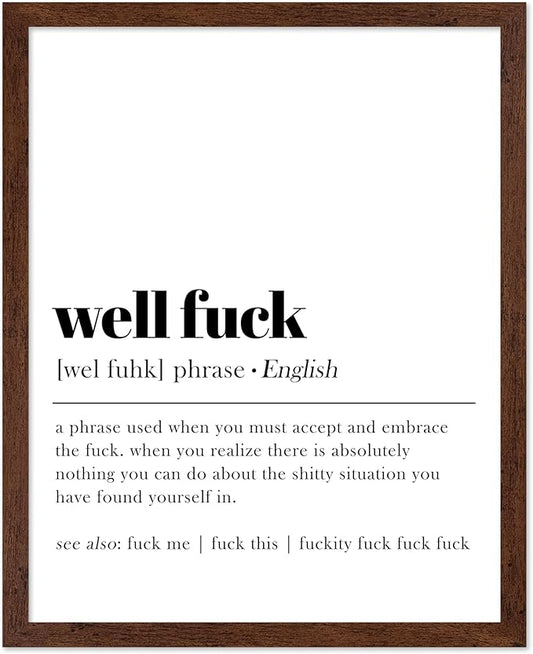 Poster Master Definition Print - Typography Poster - Dictionary Art - Minimal Gift for Men & Women - Funny Wall Decor for Dorm, Bedroom or Living Room - 8x10 Brown Framed