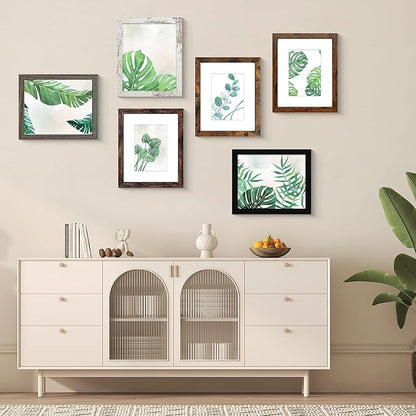 SESEAT 8x10 Picture Frame Set of 6, Display Pictures 5x7 With mat or 8x10 Without Mat, Mix Multi Color