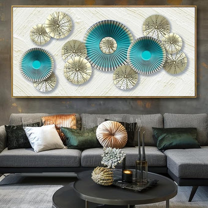 Wall Art Simple Wall Decor Teal Blue and Yellow Canvas Painting Abstract Wall Art for Bedroom Living Room Dining Room Home Office Decor 24"x48" with Framed