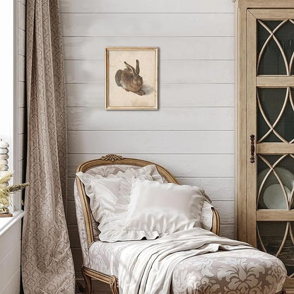 uniro Vintage Rabbit Wall Art Prints Easter Bunny Wall Decor, Neutral R abbit Canvas Oil Painting Poster for Rustic Easter Décor, Country Farmhouse Wall Decor Vintage rabbit Art Pictures for Bedroom Gallery Office Bathroom Decor( 8" x 10"-UNFRAMED)
