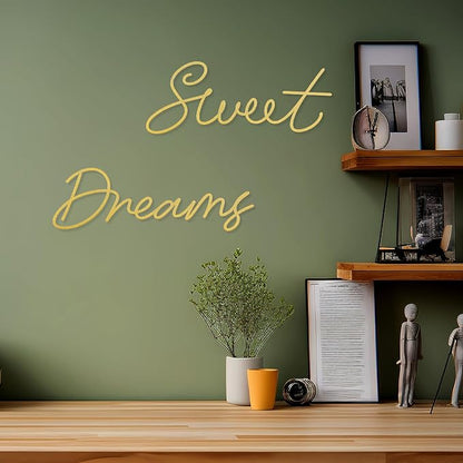Zzbakress Sweet Dreams Wall Decor For Bedroom, Black Metal Above Bed Wall Decor Large Modern Living Room Farmhouse Sign Wall Decorations For Office Home Bedroom Art (Gold, Farmhouse)