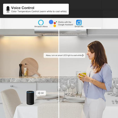2pack 40inch Smart Under Cabinet Lighting, 2700-6000K Under Counter Kitchen LED Light, Dimmable Under Counter Closet Light Fixture APP Control, Work with Alexa, Google Assistant (Gold)