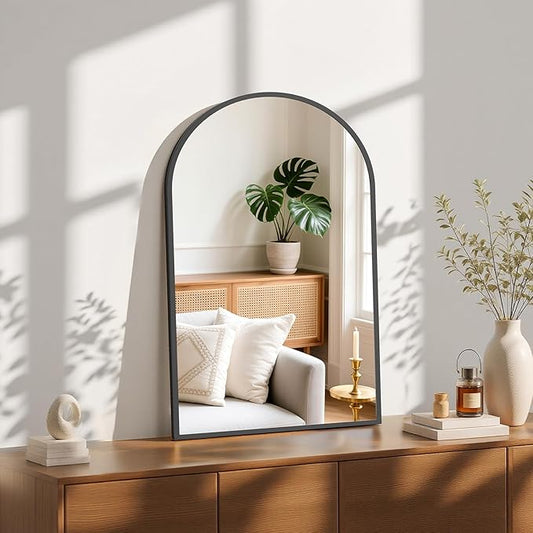 Sweetcrispy 20"x31" Arched Black Bathroom Mirrors for Wall, Bathroom Mirrors for Over Sink, Modern Wall Mirrors Arch Decorative for Bathroom, Entryway, Bedroom, Vanity