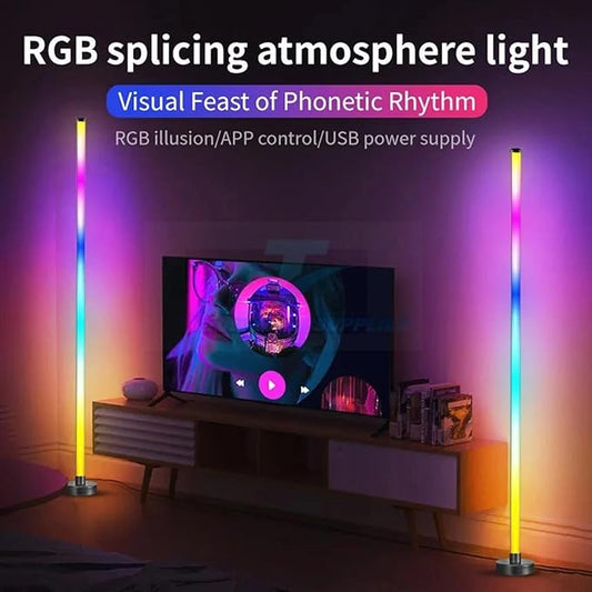 ICRGB Floor Lamp, Smart LED Corner Standing Light, 123.5cm, USB Powered, App & Remote Control, 16 Million Colors, for Bedroom Living Room Gaming Room Decor