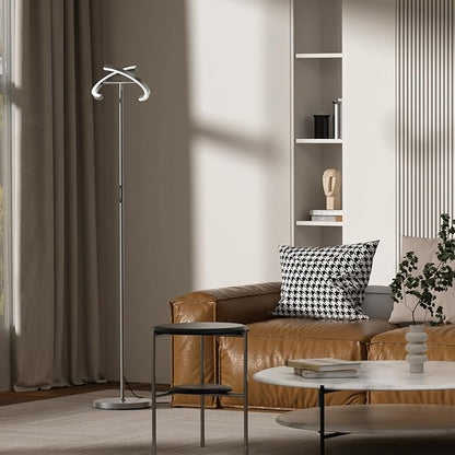 SIBRILLE Gunmetal Gray LED Floor Lamp - Rotatable Standing Lamp for Living Room Bedroom, 22W Dimmable Floor Readig Light with Touch/Remote Control, Modern Corner Lamp for Office, Brightness Adjustable