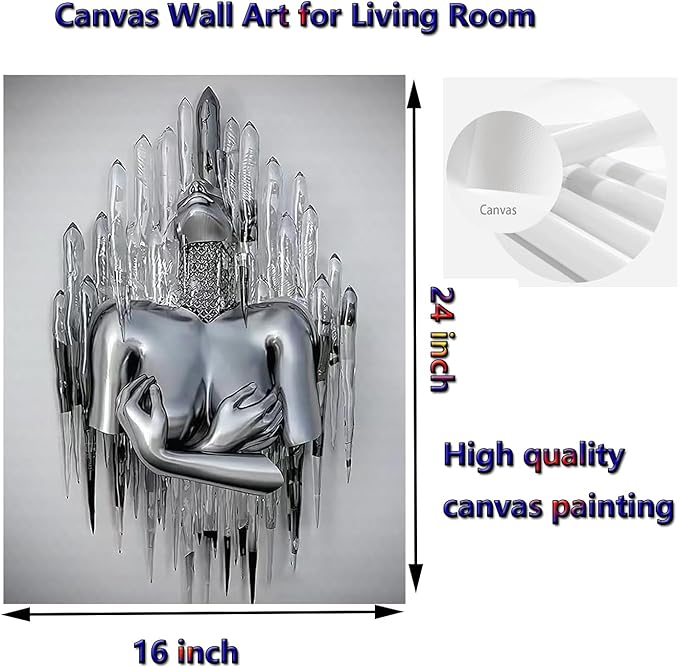 ZMURED 3D Wall Art Decor Artwork Figure Statue Modern Art Canvas Painting,Large Wall Art for Bathroom Bedroom Decoration
