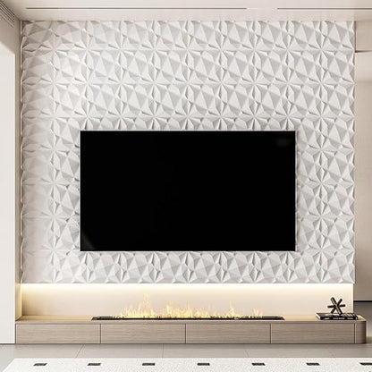 Art3dwallpanels 20 Pack 3D Wall Panels for Interior Wall Decor, 12''x12'' White Accent Diamond Panels for Gaming Room Bedroom TV Background, White