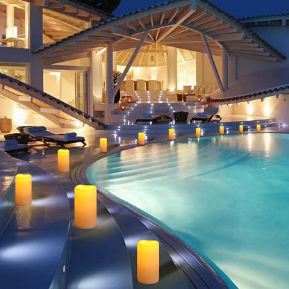 NURADA 8" x 4" Large Outdoor Flameless Candles - Waterproof LED Pillar Flickering Candle Battery Operated with Timer Remote Control for Patio Porch Lanterns Decor - Long Lasting Set of 2