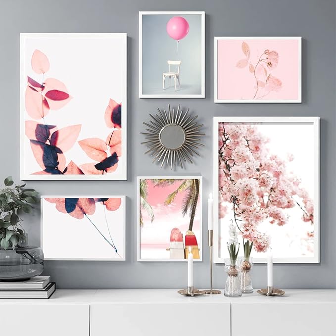 10x10 Picture Frame Set of 4, White 10 x 10 Frame High Transparent Wall Gallery Poster Canvas Photo Frames for 10by10 inches