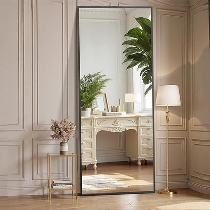 Simple Deluxe Full Length Mirror, 56"×21" Large Floor Mirrors, for Wall Door Bedroom Bathroom Living Room (Black)
