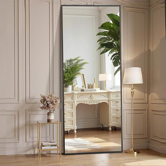 Simple Deluxe Full Length Mirror, 56"×21" Large Floor Mirrors, for Wall Door Bedroom Bathroom Living Room (Black)