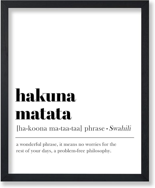 Poster Master Definition of Hakuna Matata Print - Typography Poster - Dictionary Art - Motivational Gift for Him & Her - Inspiring Wall Decor for Bedroom or Living Room - 11x14 UNFRAMED Wall Art