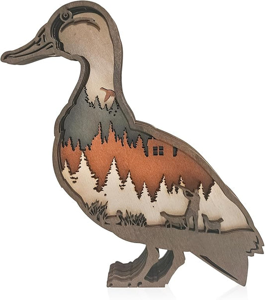 Laozai Wooden Forest Animals Duck Decor Cabin Rustic Decor Wall Decorations Mountain decor for Bedroom Living Room Table Decorative