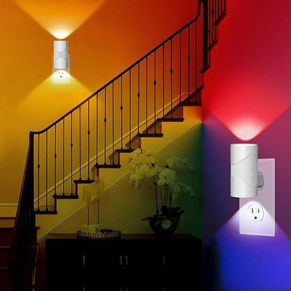 easuntec Night Light, Night Lights Plug into Wall, Color Changing Night Light, Dusk to Dawn Sensor, 8 Light Modes, Dimmable RGB Night Lights for Bedroom Bathroom Hallway Kitchen Stairs (RGB,2 Pack)