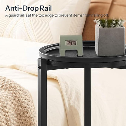 HOOBRO Small Round Side Table for Small Spaces, 28.7" H Tall Coffee Drink Table for Sofa Couch Corner, Circle End Table, Slim Nightstand for Living Room, Bedroom, Black BB167BZ01
