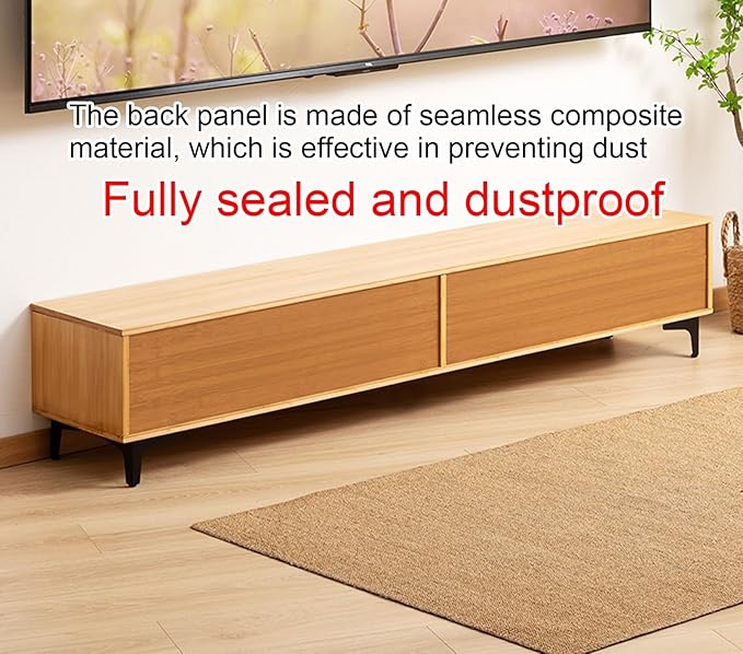 TV Stand, Modern TV Cabinet Entertainment Center Media Shelf with Storage, TV Console Table with Plastic Rattan Door for Living Room,Bedroom Retractable 126-210CM,B