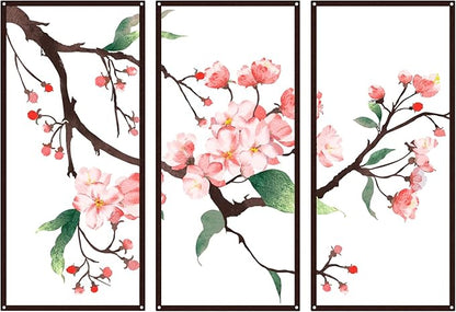 Resama 3 Pcs Metal Wall Art, Flowers Decor Hanging Flower, 2D Rustic Metal Wall Sculpture for Living Room Bedroom, Modern Floral Nature Wall Hanging Decor (28x17in)