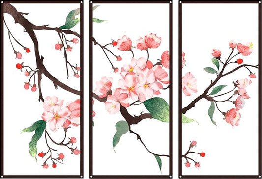 Resama 3 Pcs Metal Wall Art, Flowers Decor Hanging Flower, 2D Rustic Metal Wall Sculpture for Living Room Bedroom, Modern Floral Nature Wall Hanging Decor (28x17in)
