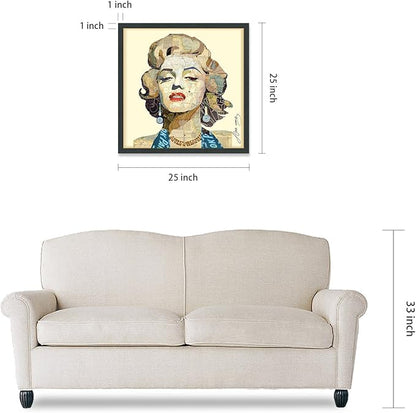 Empire Art Direct Dimensional Collage Framed Graphic Paper Under Glass Wall Art by Alex Zeng Ready to Hang, 25" x 25", Homage to Marilyn