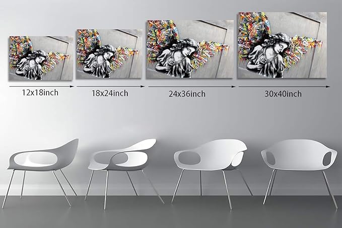Yatsen Bridge Banksy Street Graffiti Wall Art, Angel Wings Canvas Picture Art Print Painting Modern Framed Artwork Gallery-Wrapped Ready to Hang - 36x24 inch