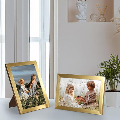 Hoikwo 18 Packs 4x6 Gold Multi Plastic Picture Frames Set with Plastic Cover for Family Photos, Artwork, Light Weight Bulk 4 by 6 Frames Pack for Wall Hanging and Table, Stylish Picture Frames
