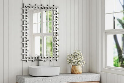 Decorative Mirrors for Wall, 47''x24'' Large Living Room Mirror with Beveled Glass Frame, Rectangle Accent Mirror for Entryway, Dining Room, Fireplace