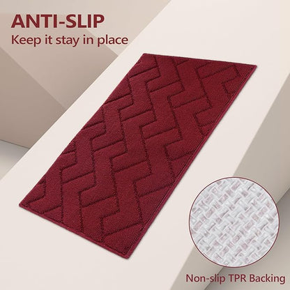 hicorfe Kitchen Runner Rugs and Mats Sets,2 Pieces Absorbent Non-Slip Kitchen Rug,Comfort Kitchen Mat for Floor,Washable for Kitchen,Hallway,Office,Sink,Laundry(20"x48"+20"x48",Red)