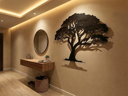 Vailla Tree of Life Decor 3D Wall Art Woonden Wall Hanging Modern Wall Home Decoration 3D Textured Sculptures for Living Room Bedroom Office Dinnig Room 3 Panels Family Tree