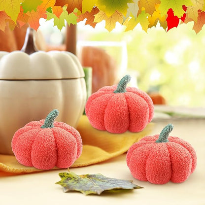 Namalu 3 Pcs Thanksgiving Pumpkin Pillows 3D Throw Cushion Soft Sofa Pillows Stuffed Pumpkin Decoration for Fall Winter Living Room Home Christmas Thank You Gifts(7.87 Inch,Orange)