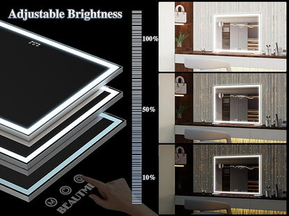 ANYHI Large Vanity Mirror with Lights, 36.2" x 26.8" Hollywood Lighted Vanity Mirror, 10X Magnification, Smart Touch Control, 3 Color Modes, Memory Function,USB Charging, Tabletop or Wall Mount, White