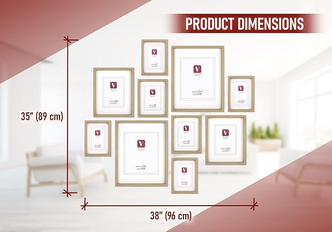10 Piece Shadow Box Style Gallery Wall Frame Set - Rustic Photo Frame Set with Mat for 8x10, 5x7 and 4x6 - Multiple Sizes Picture Frame Set for Wall Collage–Farmhouse Assorted Deep Picture Frames(Oak)
