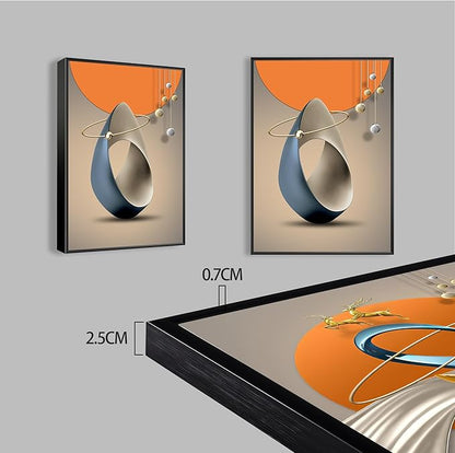3 Pcs Modern Abstract Canvas Wall art Golden Deer Luxury Foil Lines Wall Decoration Pictures Paintings White Blue orange color Grey posters Prints for Living Room Bedroom Office Home Decoration