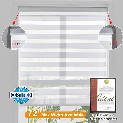 Persilux Cordless Zebra Blinds for Indoor Windows, Free-Stop Zebra Blinds Cordless, Light Filtering Sheer Shades Dual Layer for Day and Night, Zebra Roller Shades for Home (34.5" W X 64" H, Grey)