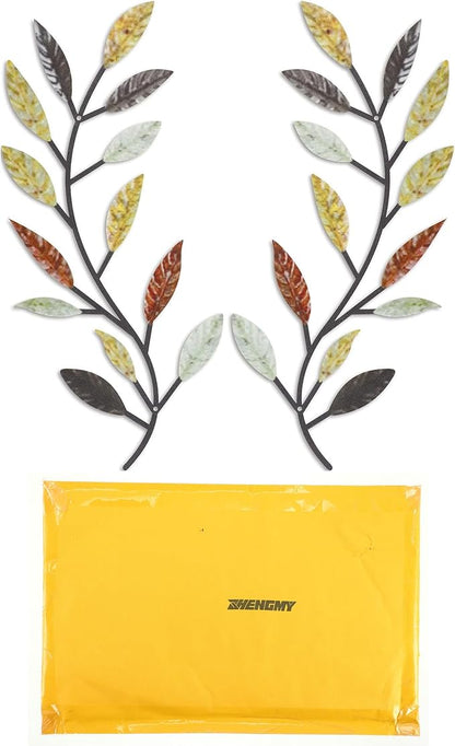 Zhengmy 2 Pieces Metal Tree Leaf Wall Decor Vine Olive Branch Leaf Wall Art Living Room, Hallway Wall Decor Outdoor Decoration(Multi Color)