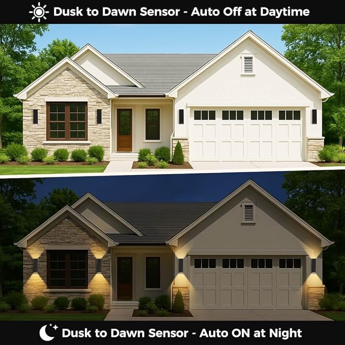 KIZON Smart Outdoor Wall Lights RGBCW Color Changing, Modern Dusk to Dawn Outdoor Sconce Up and Down Lighting, Exterior Light Fixture for House Porch Garage, Compatible with Alexa, ETL Listed
