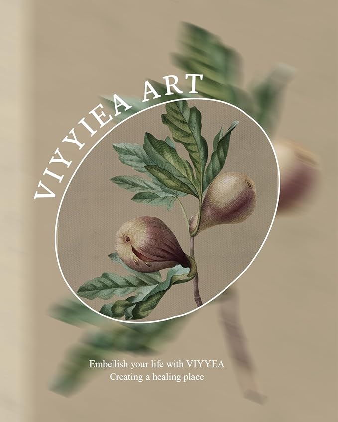 VIYYIEA Vintage Gold Framed Wall Art, Fig tree Painting Prints, Vintage Farmhouse Decor for kitchen, Minimalist Canvas Moody Fruit for Bathroom Bedroom Gallery, 12x16inch