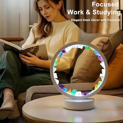 Runyansghi Chroma Gravel Night Lamp 8.6" Natural Healing Crystal Bedside Lamp USB Port 3 Colours Dimming Mode Bedroom Lamp Suitable Night Light for Living Room Bedroom Office Home Decor Ideal Gift