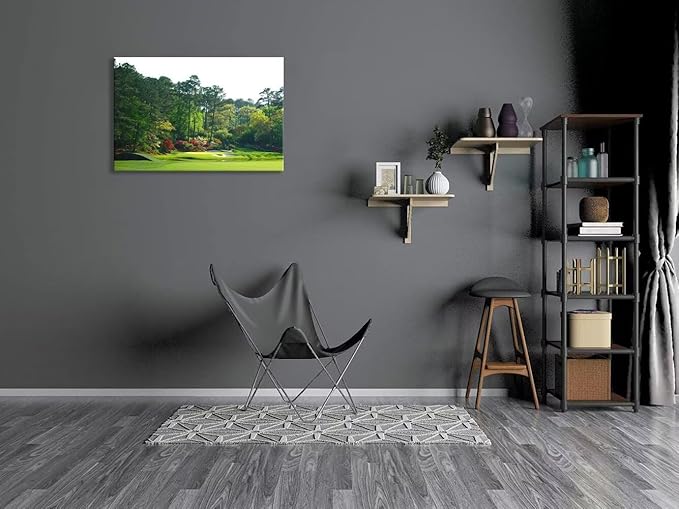 Augusta Golf Course Wall Art Golf Course Picture Poster Canvas Prints - Golf Wall Decor for Living Room Bedroom Home Decorations Framed Artwork Ready to Hang(18''H x 24''W)