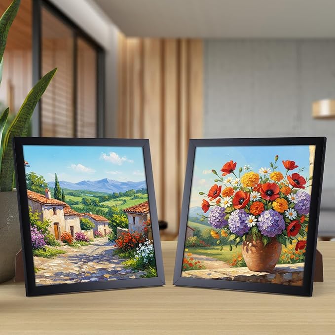 Hoikwo 18 Packs 8x8 Black Plastic Multi Picture Frames Set with Plastic Cover, for Family Photos, Artwork, Light Weight Bulk 8 by 8 Frames Pack for Wall Hanging and Table, Stylish Picture Frames