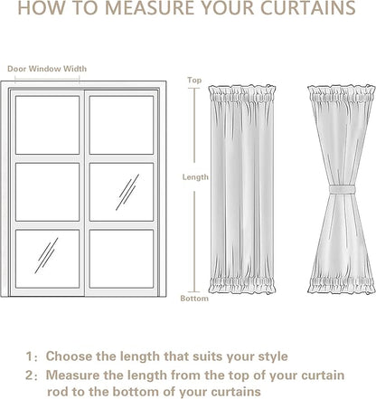 Decorative Door Curtains Light Filtering Drapes Rod Pocket Semi Transparent Natural French Farmhouse 2 Panels Linen Curtains Privacy Added W35 x L72 for Glass Sliding Door