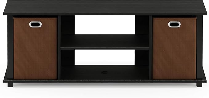 FURINNO Econ Entertainment Center, Americano/Black/Brown 42 Inch TV Size